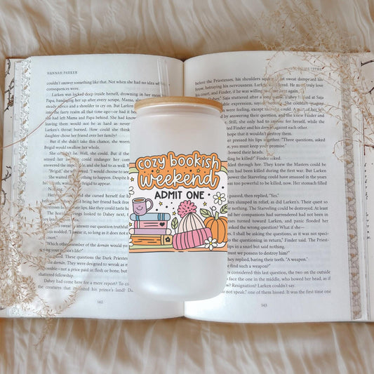 Cozy Bookish Weekend Bookish Iced Coffee Glass, Perfect for Book Lovers, Cozy Book Gifts, Book Cup