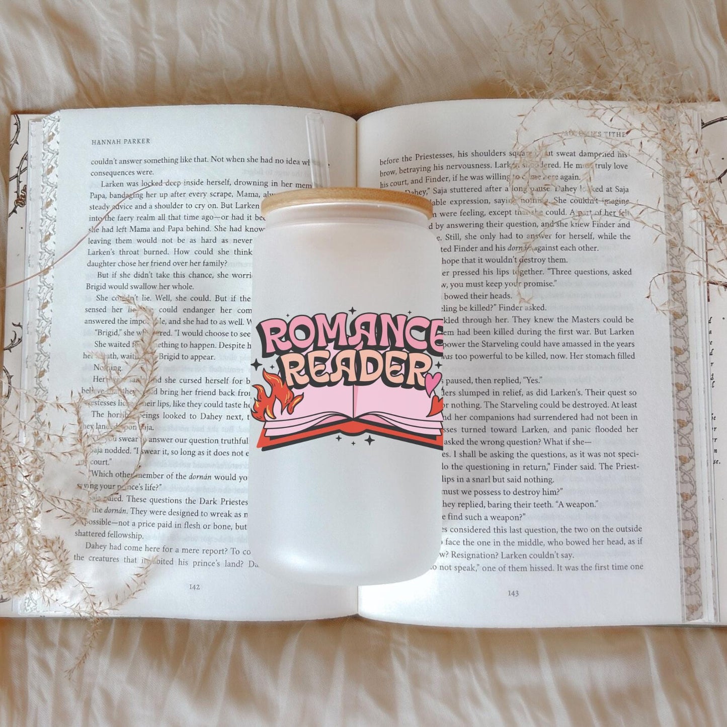 Romance Reader Bookish Iced Coffee Glass, Perfect for Book Lovers, Cozy Book Gifts, Book Cup