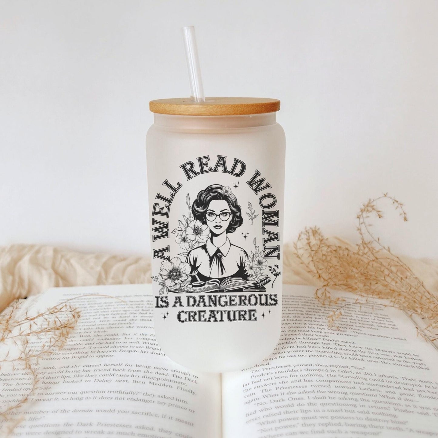 A Well Read Woman Bookish Iced Coffee Glass, Perfect for Book Lovers, Cozy Book Gifts, Book Cup