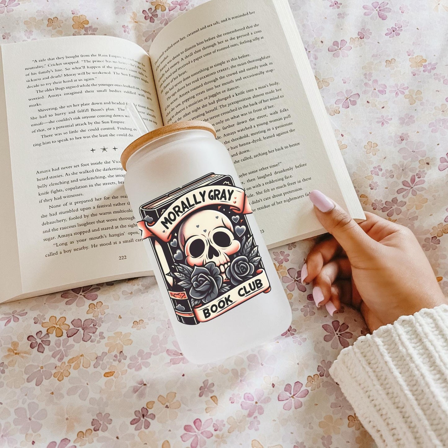 Morally Grey Book Club Bookish Iced Coffee Glass, Perfect for Book Lovers, Cozy Book Gifts, Book Cup