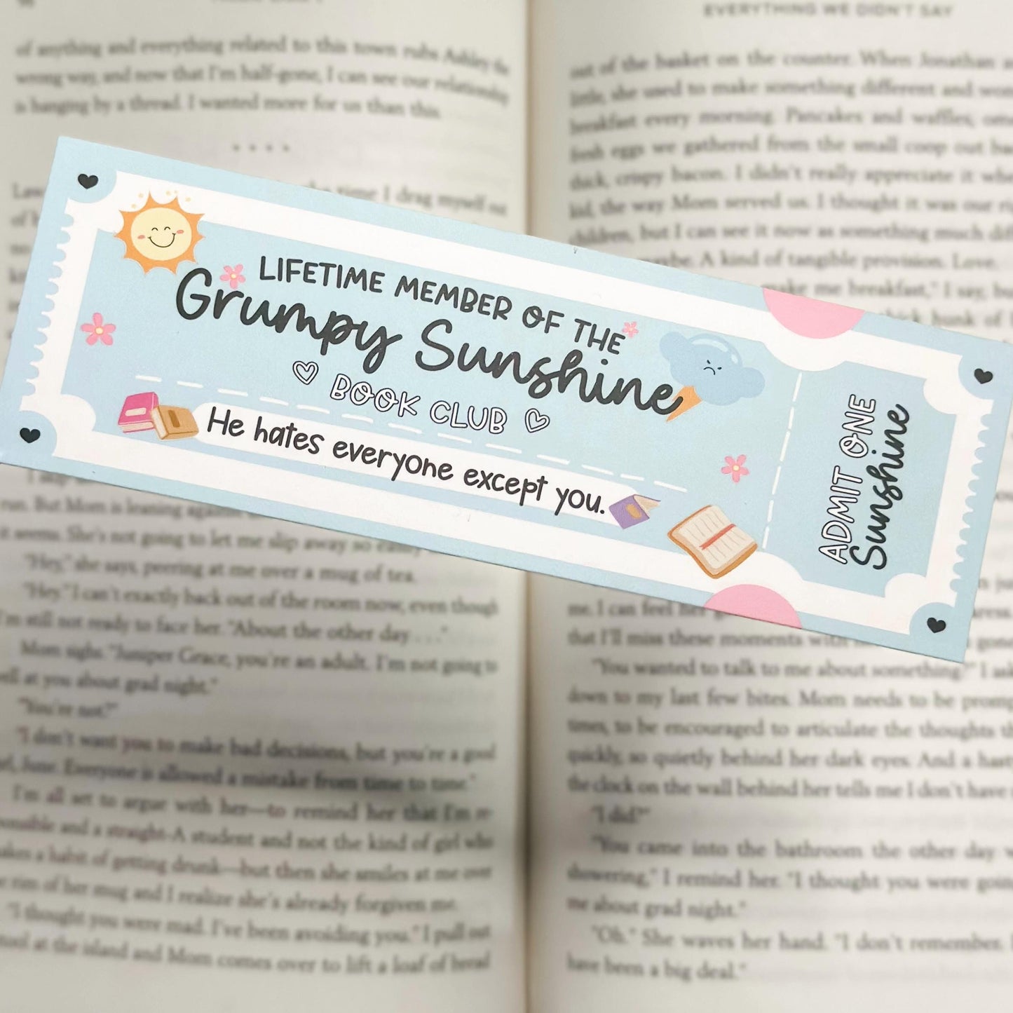 Grumpy Sunshine Book Club Bookmark